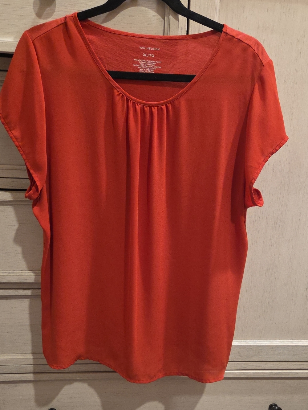 Van Heusen Women's Bright Coral Short Sleeve Scoop Neck Top
